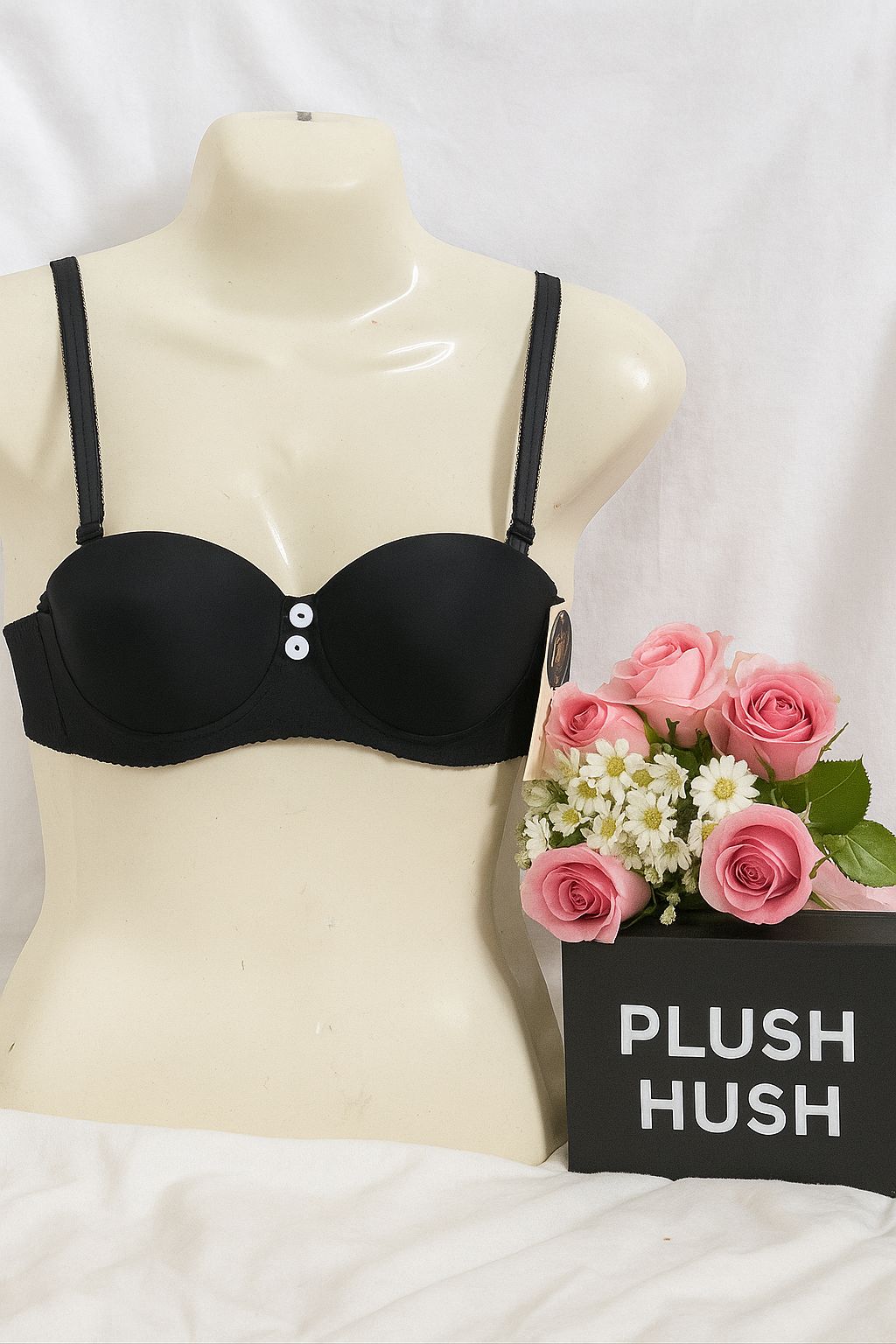 Lightly Padded Button Detail Bra