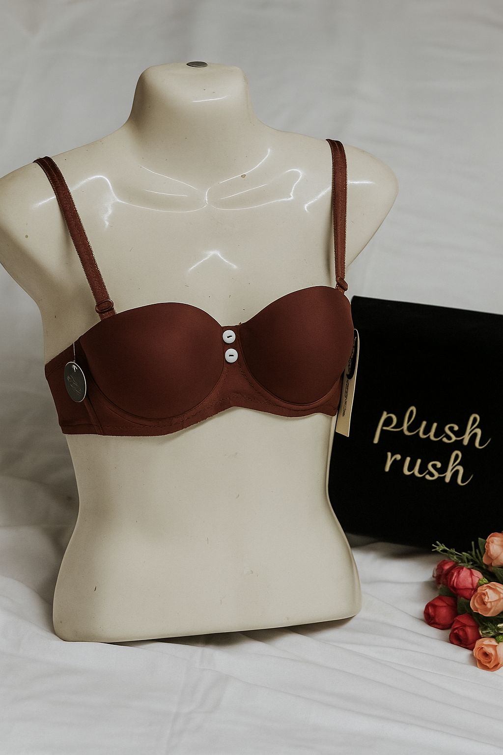 Lightly Padded Button Detail Bra