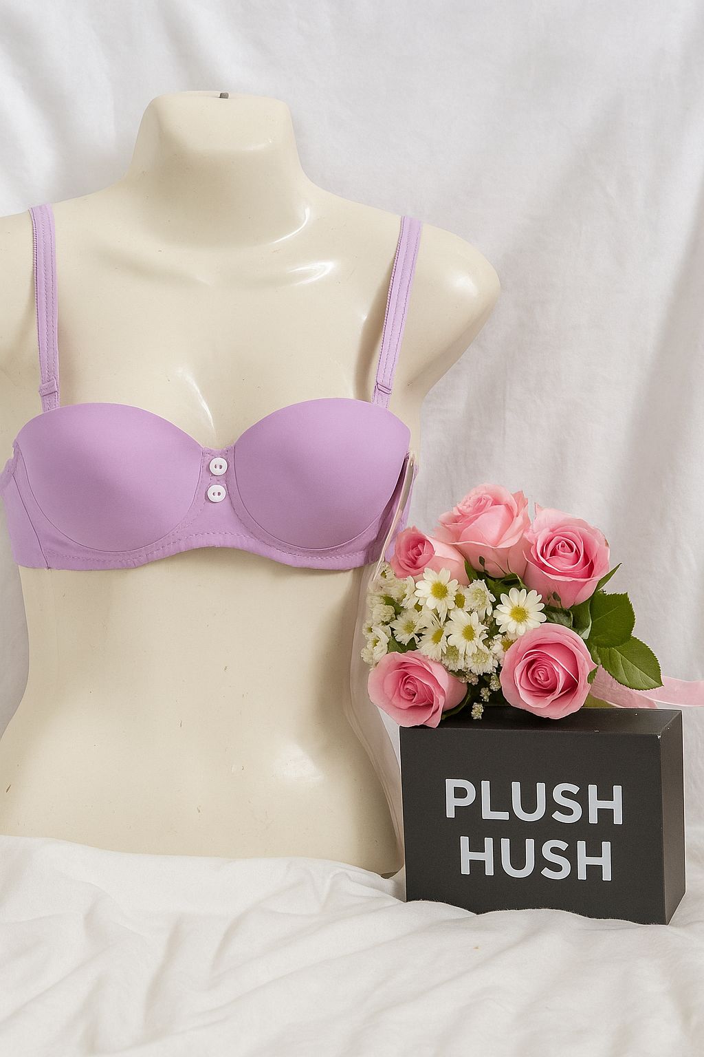 Lightly Padded Button Detail Bra