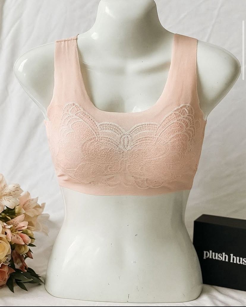 Cream Cloud-Wireless Seamless Lace Bra