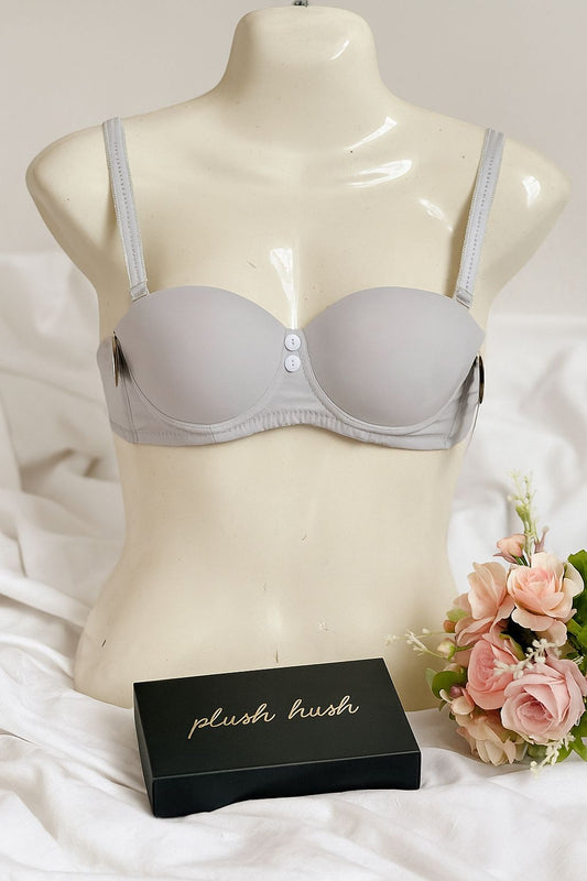 Lightly Padded Button Detail Bra