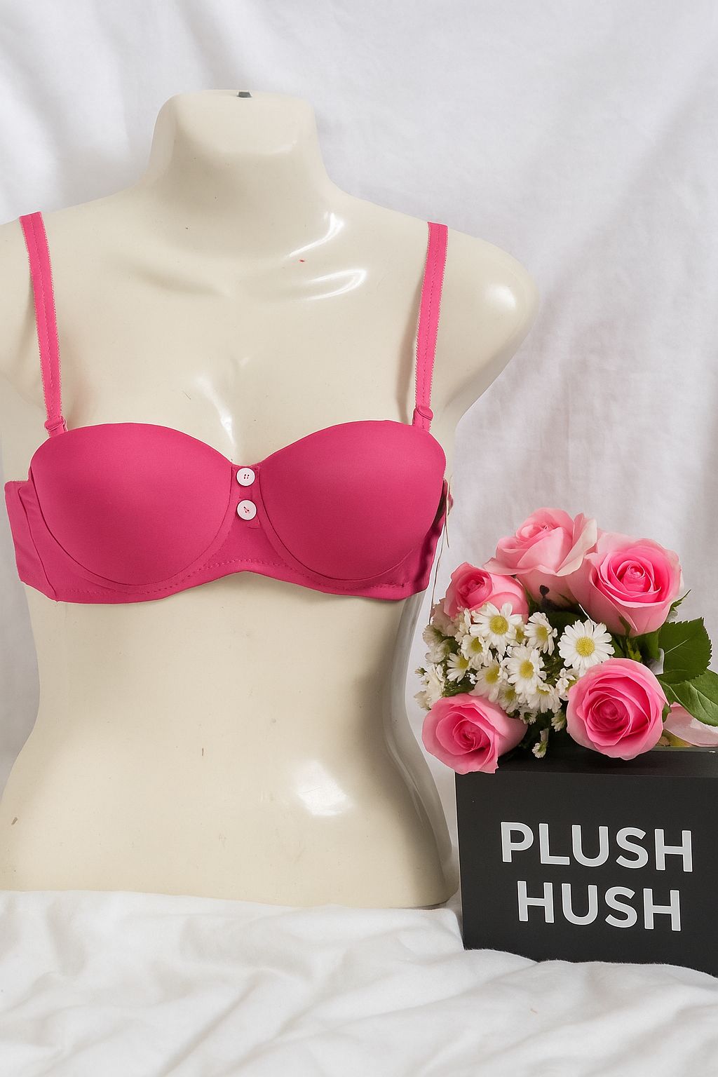 Lightly Padded Button Detail Bra
