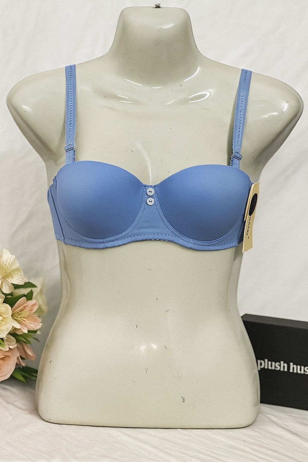 Lightly Padded Button Detail Bra